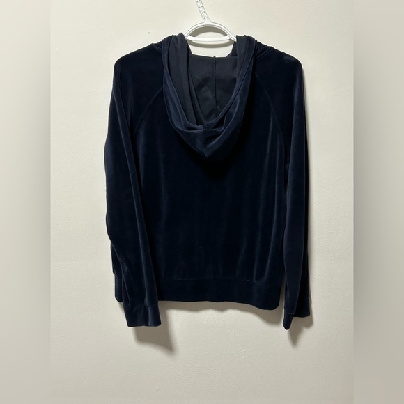 Navy Blue Velour Hoodie - Picture 2 of 3